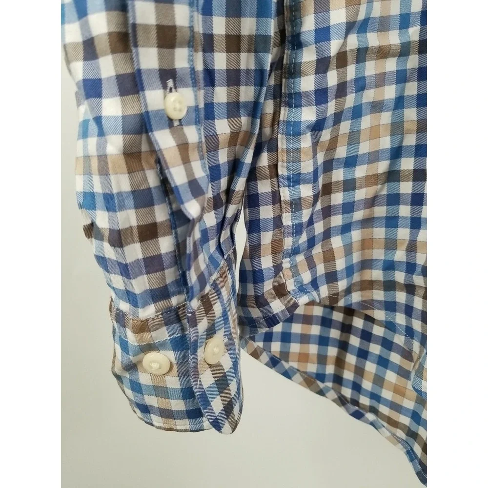 Peter Millar Shirt Men's Large Long Sleeve Button Up‎ Checkered Cotton Casual